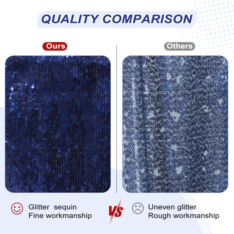 PartyDelight Navy Blue Sequin Backdrop 6x6ft - High Density 3mm Shimmer Sequin Background for Independence Day, July 4th, Birthday & Live Decor, 4-Inch Rod Pocket - Image 4